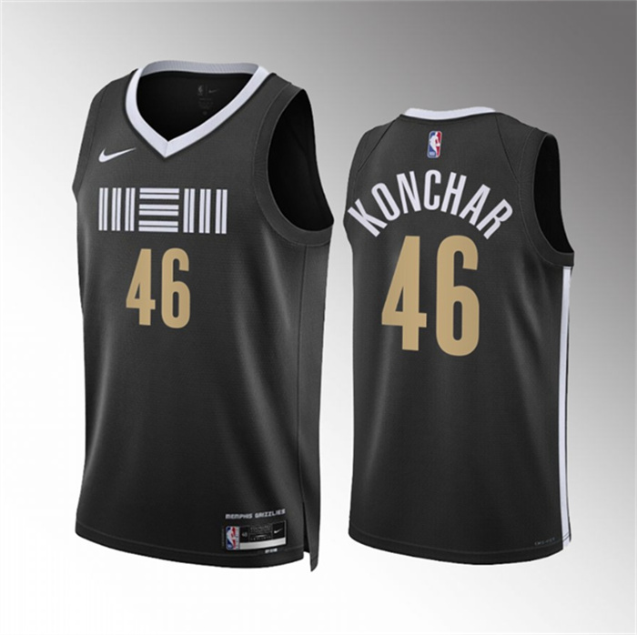 Men's Memphis Grizzlies #46 John Konchar Black 2023 24 City Edition Stitched Basketball Jersey Men's Memphis Grizzlies #46 John Konchar Black 2023 24 City Edition Stitched Basketball Jersey