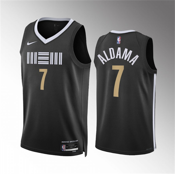 Men's Memphis Grizzlies #7 Santi Aldama Black 2023-24 City Edition Stitched Jersey Men's Memphis Grizzlies #7 Santi Aldama Black 2023-24 City Edition Stitched Jersey