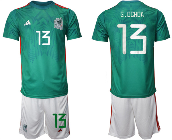 Men's Mexico #13 G.Ochoa Green Home Soccer Jersey Suit