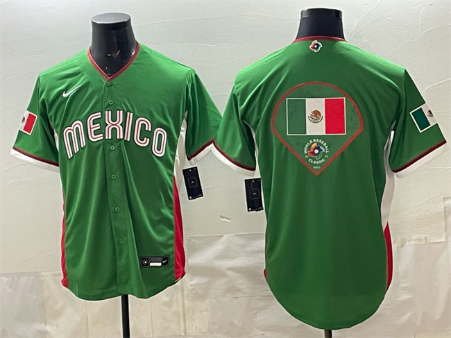 Men's Mexico Baseball Team Big Logo Green 2026 World Baseball Classic Stadium Stitched Jersey