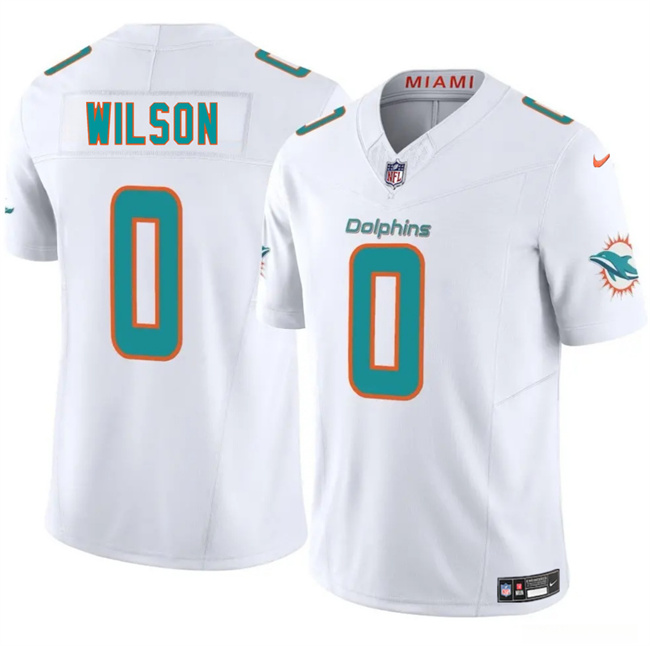 Men's Miami Dolphins #0 Zach Wilson White 2025 F.U.S.E. Vapor Limited Stitched Football Jersey Men's Miami Dolphins #0 Zach Wilson White 2025 F.U.S.E. Vapor Limited Stitched Football Jersey