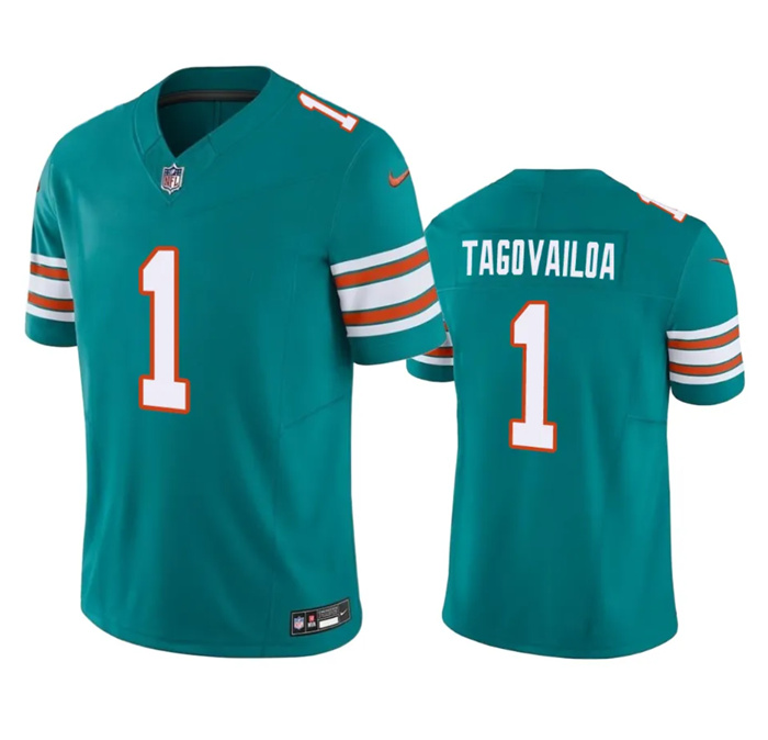 Men's Miami Dolphins #1 Tua Tagovailoa Aqua 2023 F.U.S.E Vapor Limited Stitched Football Jersey Men's Miami Dolphins #1 Tua Tagovailoa Aqua 2023 F.U.S.E Vapor Limited Stitched Football Jersey
