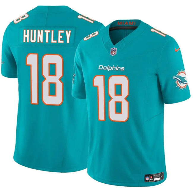 Men's Miami Dolphins #18 Tyler Huntley Aqua 2024 F.U.S.E Vapor Limited Stitched Football Jersey Men's Miami Dolphins #18 Tyler Huntley Aqua 2024 F.U.S.E Vapor Limited Stitched Football Jersey