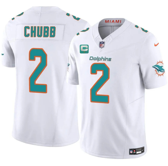 Men's Miami Dolphins #2 Bradley Chubb White 2025 F.U.S.E. With 1-Star C Patch Vapor Limited Stitched Football Jersey Men's Miami Dolphins #2 Bradley Chubb White 2025 F.U.S.E. With 1-Star C Patch Vapor Limited Stitched Football Jersey