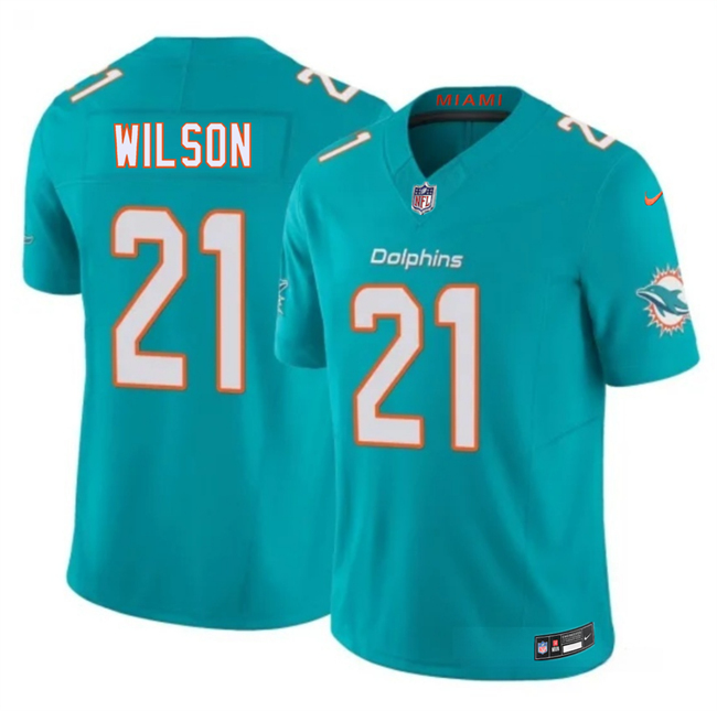 Men's Miami Dolphins #21 Marco Wilson Aqua 2026 F.U.S.E. Vapor Limited Stitched Football Jersey Men's Miami Dolphins #21 Marco Wilson Aqua 2026 F.U.S.E. Vapor Limited Stitched Football Jersey