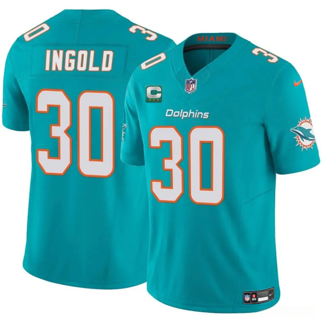 Men's Miami Dolphins #30 Alec Ingold Aqua 2025 F.U.S.E. With 3-Star C Patch Vapor Limited Stitched Football Jersey Men's Miami Dolphins #30 Alec Ingold Aqua 2025 F.U.S.E. With 3-Star C Patch Vapor Limited Stitched Football Jersey