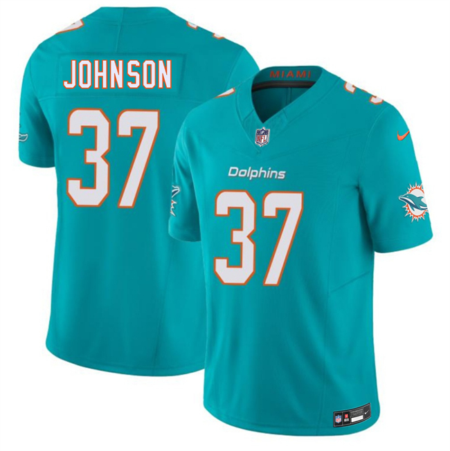 Men's Miami Dolphins #37 Isaiah Johnson Aqua 2026 F.U.S.E. Vapor Limited Stitched Football Jersey Men's Miami Dolphins #37 Isaiah Johnson Aqua 2026 F.U.S.E. Vapor Limited Stitched Football Jersey
