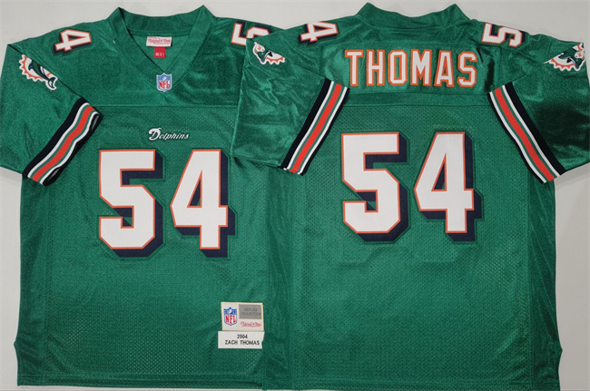 Men's Miami Dolphins #54 Zach Thomas Aqua Throwback Stitched Football Jersey Men's Miami Dolphins #54 Zach Thomas Aqua Throwback Stitched Football Jersey