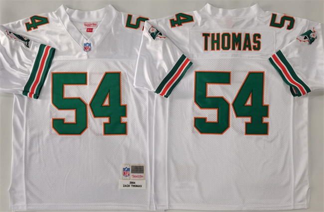 Men's Miami Dolphins #54 Zach Thomas White Throwback Stitched Football Jersey Men's Miami Dolphins #54 Zach Thomas White Throwback Stitched Football Jersey