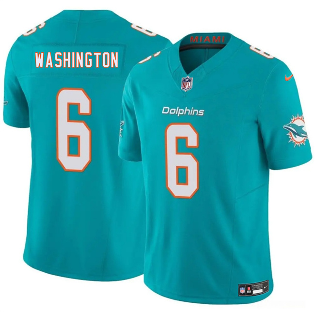 Men's Miami Dolphins #6 Malik Washington Aqua 2025 F.U.S.E. Vapor Limited Stitched Football Jersey Men's Miami Dolphins #6 Malik Washington Aqua 2025 F.U.S.E. Vapor Limited Stitched Football Jersey