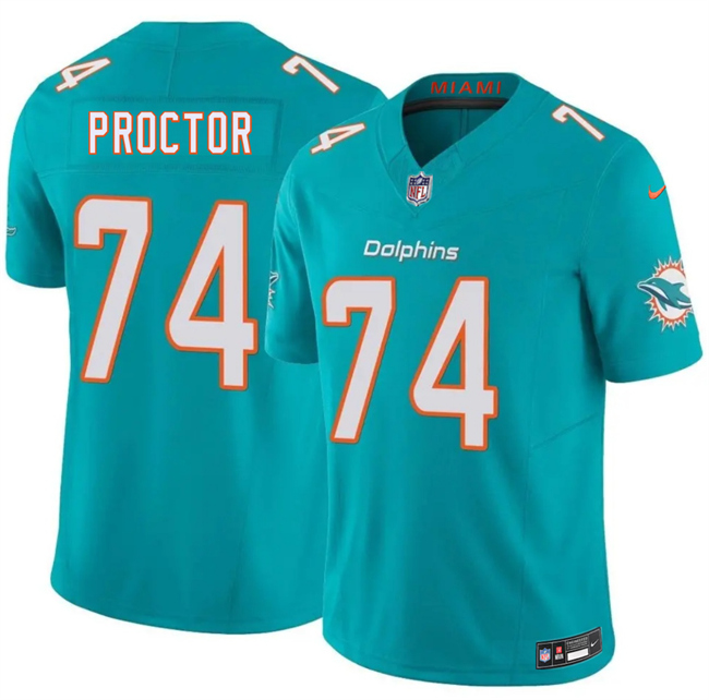 Men's Miami Dolphins #74 Kayden Proctor Aqua 2026 Draft F.U.S.E. Vapor Limited Stitched Football Jersey Men's Miami Dolphins #74 Kayden Proctor Aqua 2026 Draft F.U.S.E. Vapor Limited Stitched Football Jersey