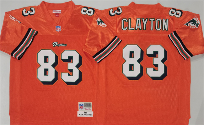 Men's Miami Dolphins #83 Mark Clayton Orange Throwback Stitched Football Jersey Men's Miami Dolphins #83 Mark Clayton Orange Throwback Stitched Football Jersey