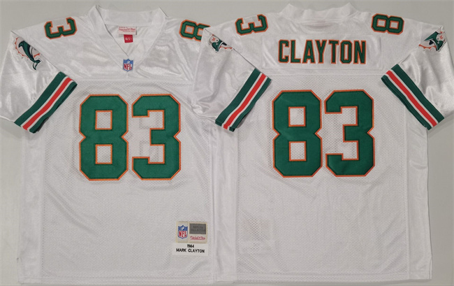 Men's Miami Dolphins #83 Mark Clayton White Throwback Stitched Football Jersey Men's Miami Dolphins #83 Mark Clayton White Throwback Stitched Football Jersey