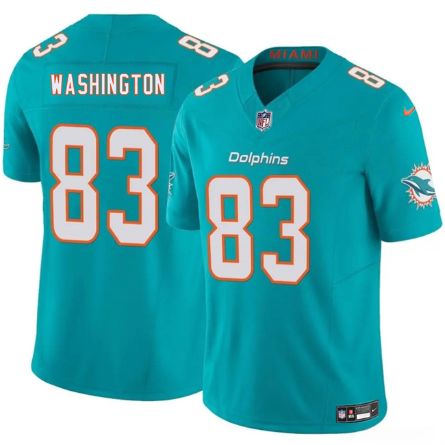 Men's Miami Dolphins #83 Tahj Washington Aqua 2025 F.U.S.E. Vapor Limited Stitched Football Jersey Men's Miami Dolphins #83 Tahj Washington Aqua 2025 F.U.S.E. Vapor Limited Stitched Football Jersey