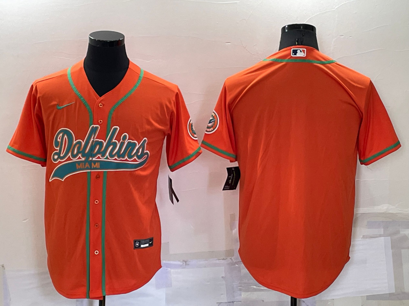 Men's Miami Dolphins Blank Orange Cool Base Stitched Baseball Jersey Men's Miami Dolphins Blank Orange Cool Base Stitched Baseball Jersey