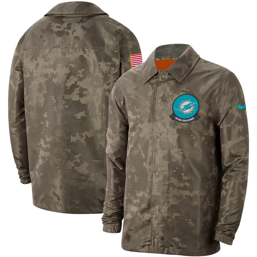 Men's Miami Dolphins Nike Camo 2019 Salute To Service Sideline Full Zip Lightweight Jacket