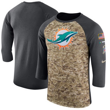 Men's Miami Dolphins Nike Camo Anthracite Salute To Service Sideline Legend Performance Three-Quarter Sleeve T Shirt Men's Miami Dolphins Nike Camo Anthracite Salute To Service Sideline Legend Performance Three-Quarter Sleeve T Shirt