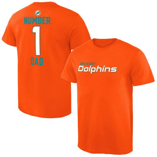 Men's Miami Dolphins Pro Line College Number 1 Dad T-Shirt Orange