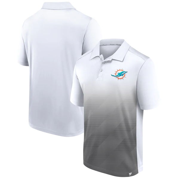 Men's Miami Dolphins White Grey Iconic Parameter Sublimated Polo