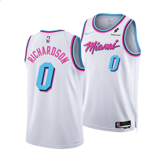 Men's Miami Heat #0 Josh Richardson White 2024 25 City Edition Stitched Basketball Jersey Men's Miami Heat #0 Josh Richardson White 2024 25 City Edition Stitched Basketball Jersey