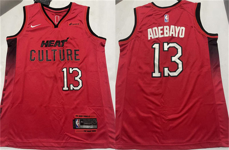 Men's Miami Heat #13 Bam Adebayo Red 2024-25 City Edition Stitched Basketball Jersey Men's Miami Heat #13 Bam Adebayo Red 2024-25 City Edition Stitched Basketball Jersey