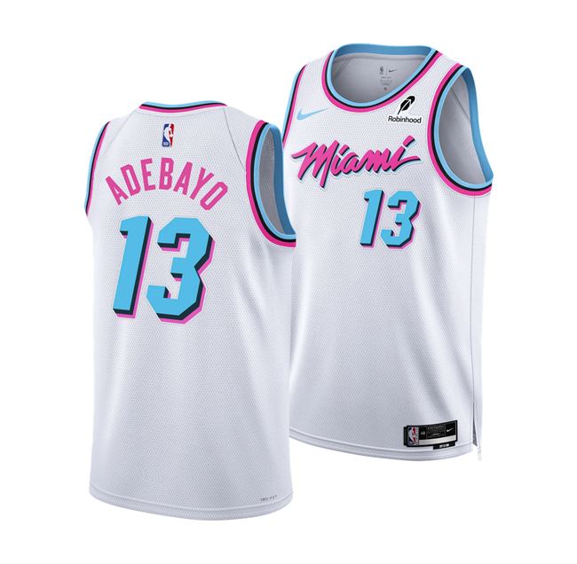 Men's Miami Heat #13 Bam Adebayo White 2024 25 City Edition Stitched Basketball Jersey Men's Miami Heat #13 Bam Adebayo White 2024 25 City Edition Stitched Basketball Jersey