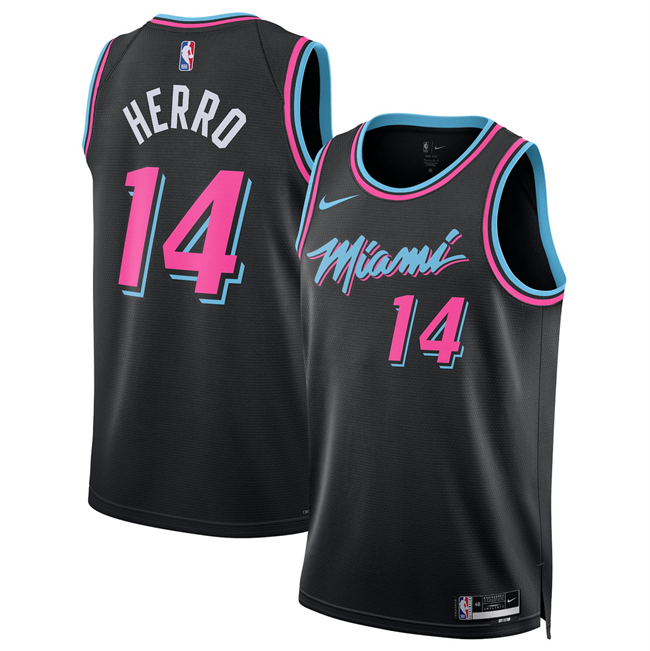 Men's Miami Heat #14 Tyler Herro Black 2025 26 City Edition Stitched Basketball Jersey Men's Miami Heat #14 Tyler Herro Black 2025 26 City Edition Stitched Basketball Jersey