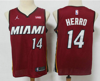Men's Miami Heat #14 Tyler Herro Red 2020 Brand Jordan Swingman Stitched NBA Jersey With The NEW Sponsor Logo Men's Miami Heat #14 Tyler Herro Red 2020 Brand Jordan Swingman Stitched NBA Jersey With The NEW Sponsor Logo