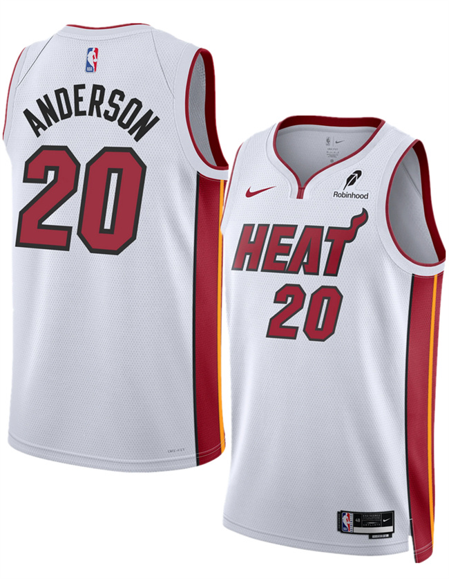 Men's Miami Heat #20 Kyle Anderson White 2025 Association Edition Swingman Stitched Basketball Jersey Men's Miami Heat #20 Kyle Anderson White 2025 Association Edition Swingman Stitched Basketball Jersey