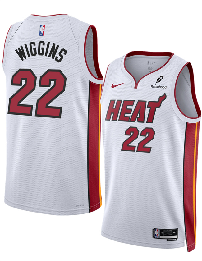 Men's Miami Heat #22 Andrew Wiggins White 2025 Association Edition Swingman Stitched Basketball Jersey Men's Miami Heat #22 Andrew Wiggins White 2025 Association Edition Swingman Stitched Basketball Jersey