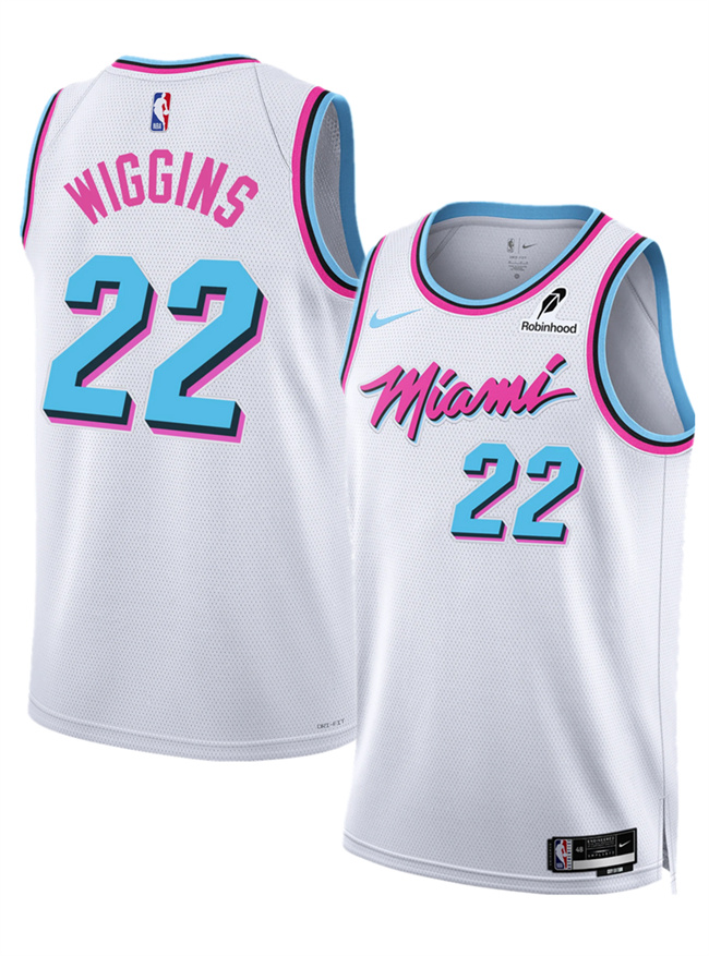 Men's Miami Heat #22 Andrew Wiggins White 2025 City Edition Stitched Basketball Jersey Men's Miami Heat #22 Andrew Wiggins White 2025 City Edition Stitched Basketball Jersey
