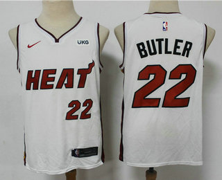 Men's Miami Heat #22 Jimmy Butler White 2021 Nike Swingman Stitched NBA Jersey With The NEW Sponsor Logo Men's Miami Heat #22 Jimmy Butler White 2021 Nike Swingman Stitched NBA Jersey With The NEW Sponsor Logo