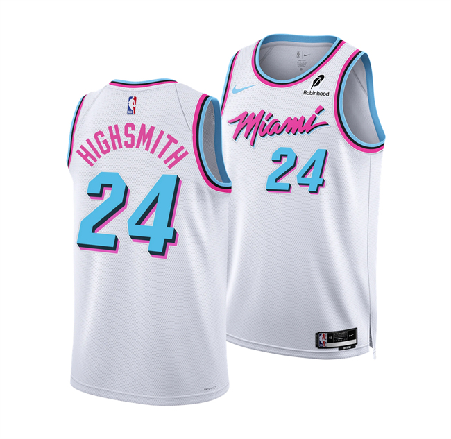 Men's Miami Heat #24 Haywood Highsmith White 2024 25 City Edition Stitched Basketball Jersey Men's Miami Heat #24 Haywood Highsmith White 2024 25 City Edition Stitched Basketball Jersey
