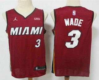 Men's Miami Heat #3 Dwyane Wade Red 2020 Brand Jordan Swingman Stitched NBA Jersey With The NEW Sponsor Logo Men's Miami Heat #3 Dwyane Wade Red 2020 Brand Jordan Swingman Stitched NBA Jersey With The NEW Sponsor Logo