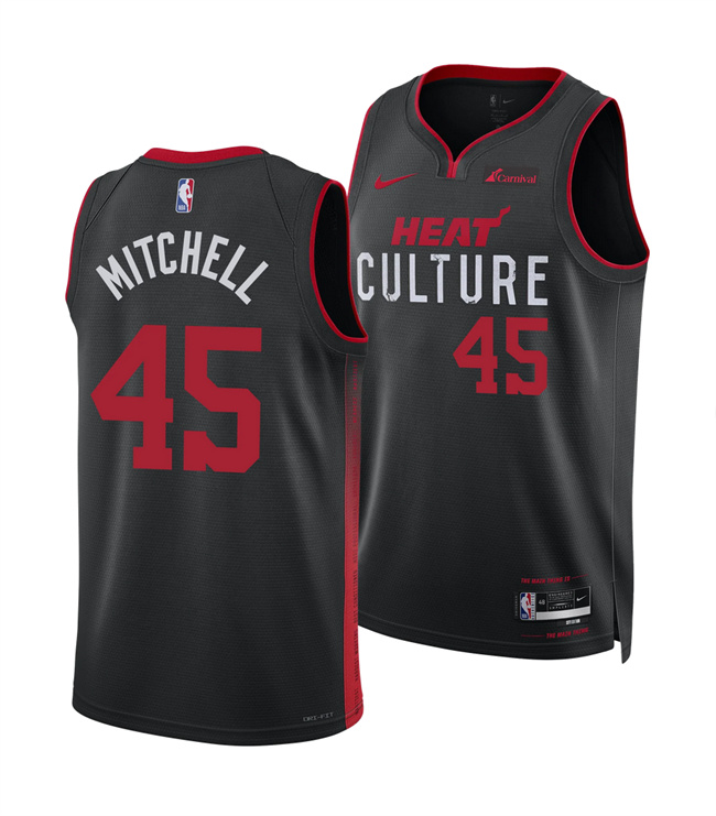 Men's Miami Heat #45 Davion Mitchell Black 2025 City Edition Stitched Basketball Jersey Men's Miami Heat #45 Davion Mitchell Black 2025 City Edition Stitched Basketball Jersey