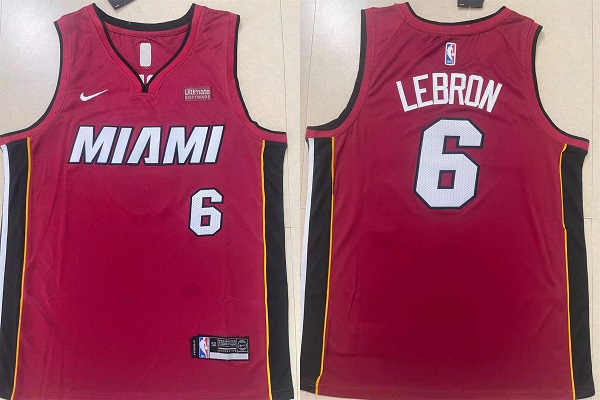 Men's Miami Heat #6 LeBron James Red Stitched Basketball Jersey Men's Miami Heat #6 LeBron James Red Stitched Basketball Jersey