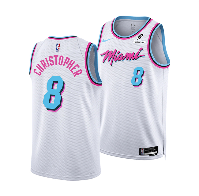 Men's Miami Heat #8 Josh Christopher White 2024 25 City Edition Stitched Basketball Jersey Men's Miami Heat #8 Josh Christopher White 2024 25 City Edition Stitched Basketball Jersey