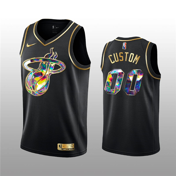 Men's Miami Heat Active Player Custom 2021 22 Black Golden Edition 75th Anniversary Diamond Logo Stitched Basketball Jersey Men's Miami Heat Active Player Custom 2021 22 Black Golden Edition 75th Anniversary Diamond Logo Stitched Basketball Jersey