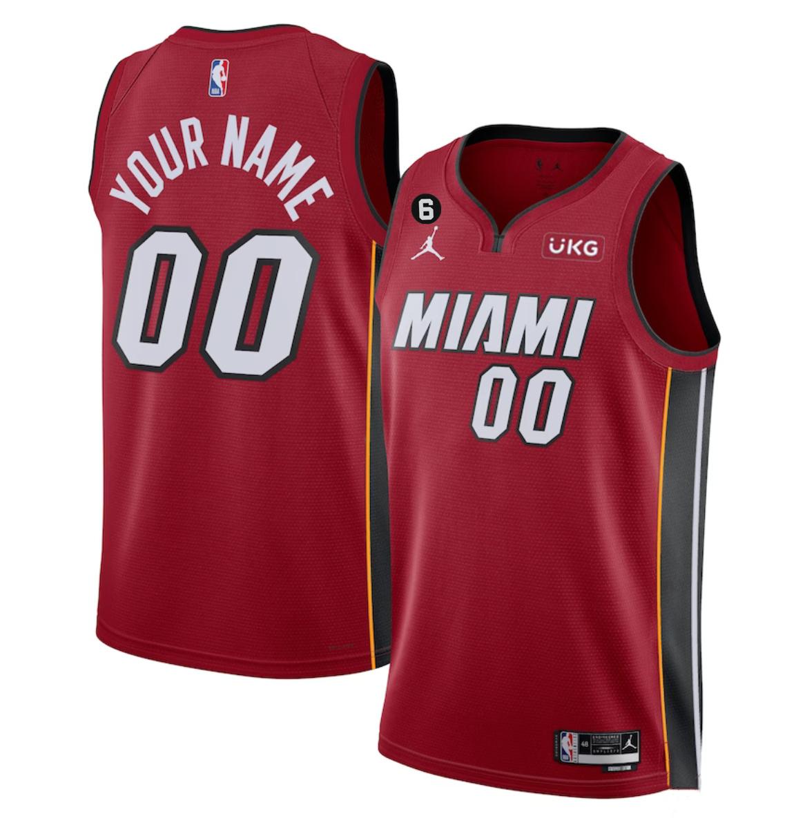 Men's Miami Heat Active Player Custom Red Statement Edition With NO.6 Patch Stitched Basketball Jersey Men's Miami Heat Active Player Custom Red Statement Edition With NO.6 Patch Stitched Basketball Jersey