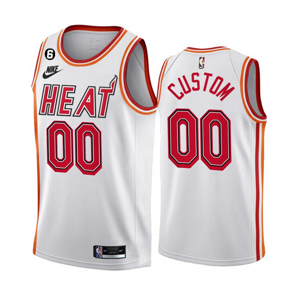 Men's Miami Heat Active Player Custom White 2022 23 Classic Edition With NO.6 Patch Stitched Basketball Jersey Men's Miami Heat Active Player Custom White 2022 23 Classic Edition With NO.6 Patch Stitched Basketball Jersey
