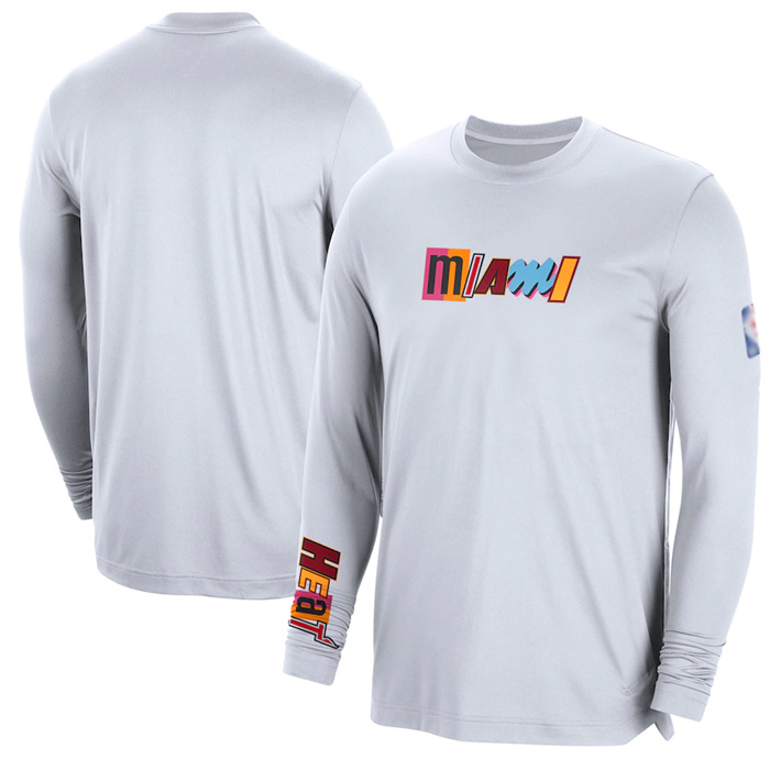 Men's Miami Heat White 2022 23 City Edition Essential Expressive Long Sleeve T-Shirt