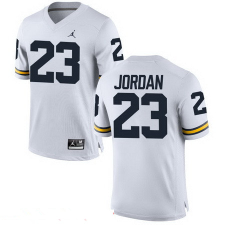 Men's Michigan Wolverines #23 Michael Jordan White Stitched College Football Brand Jordan NCAA Jersey Men's Michigan Wolverines #23 Michael Jordan White Stitched College Football Brand Jordan NCAA Jersey