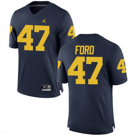Men's Michigan Wolverines #47 Gerald Ford Navy Blue Stitched College Football Brand Jordan NCAA Jersey Men's Michigan Wolverines #47 Gerald Ford Navy Blue Stitched College Football Brand Jordan NCAA Jersey