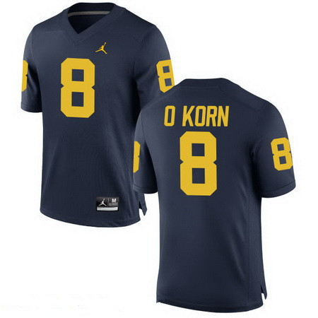 Men's Michigan Wolverines #8 John O'Korn Navy Blue Stitched College Football Brand Jordan NCAA Jersey Men's Michigan Wolverines #8 John O'Korn Navy Blue Stitched College Football Brand Jordan NCAA Jersey