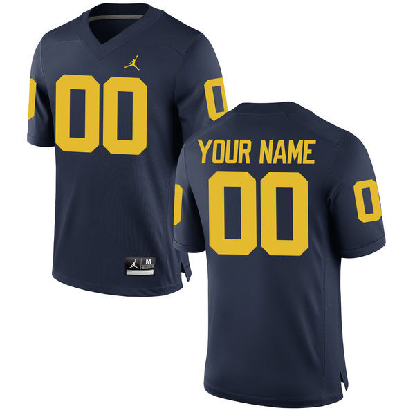 Men's Michigan Wolverines Custom Brand Jordan Navy Blue Stitched College Football 2016 NCAA Jersey Men's Michigan Wolverines Custom Brand Jordan Navy Blue Stitched College Football 2016 NCAA Jersey