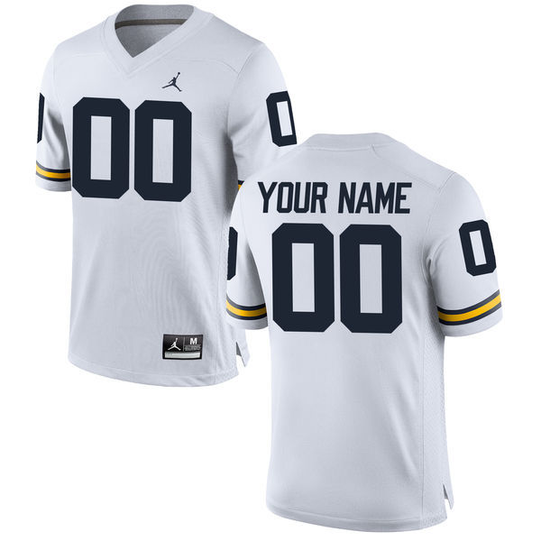 Men's Michigan Wolverines Custom Brand Jordan White Stitched College Football 2016 NCAA Jersey Men's Michigan Wolverines Custom Brand Jordan White Stitched College Football 2016 NCAA Jersey
