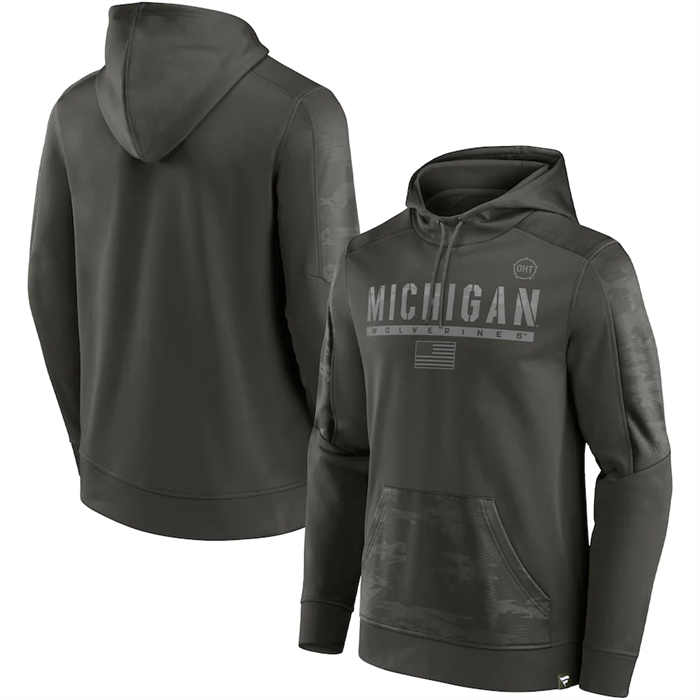 Men's Michigan Wolverines Olive OHT Military Appreciation Guardian Pullover Hoodie Men's Michigan Wolverines Olive OHT Military Appreciation Guardian Pullover Hoodie