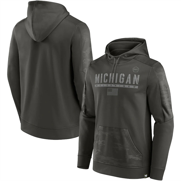 Men's Michigan Wolverines Olive OHT Military Appreciation Guardian Pullover Hoodie Men's Michigan Wolverines Olive OHT Military Appreciation Guardian Pullover Hoodie