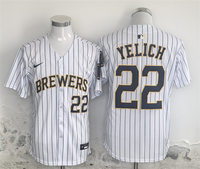 Men's Milwaukee Brewers #22 Christian Yelich White Alternate Limited Stitched Jersey Men's Milwaukee Brewers #22 Christian Yelich White Alternate Limited Stitched Jersey