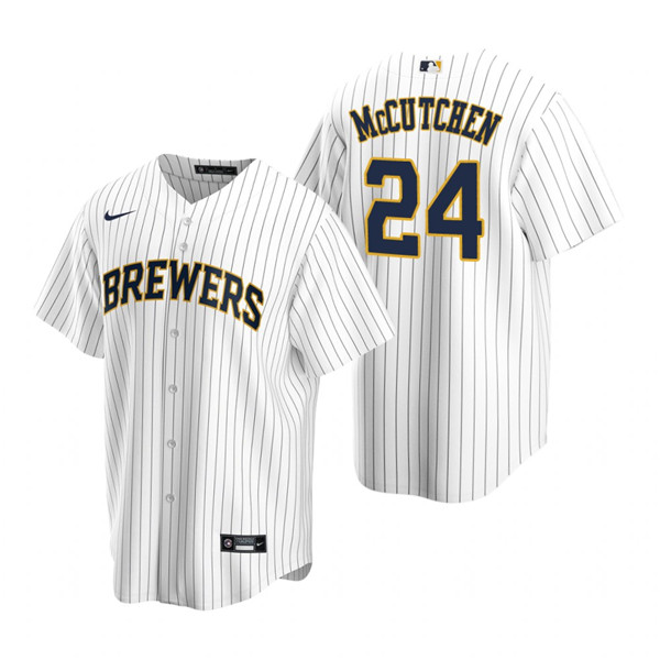 Men's Milwaukee Brewers #24 Andrew McCutchen White Cool Base Stitched Jersey Men's Milwaukee Brewers #24 Andrew McCutchen White Cool Base Stitched Jersey